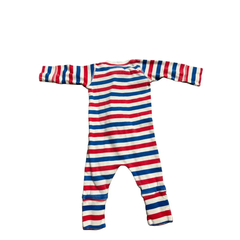 Monica + Andy‎ Newborn Baby Sleeper Red White Blue Striped Zipper Pajamas Footie